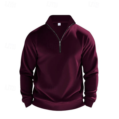 Lässiger Herrenpullover mit kurzem Reißverschluss für den Alltag