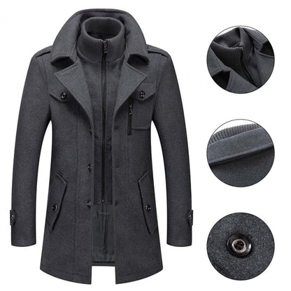 Classic wool jacket with ribbed collar insert