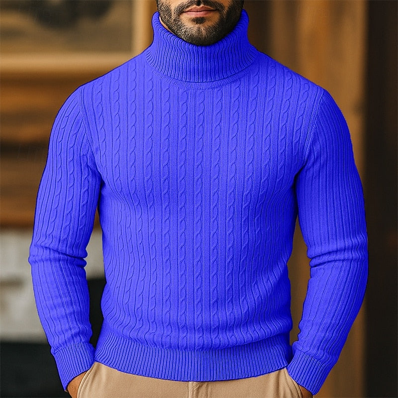 Klassischer Zopfstrick Rollkragenpullover