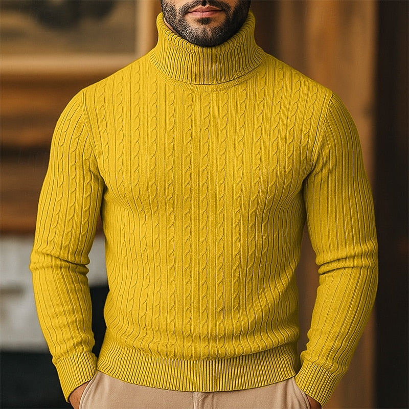 Seitliche Ansicht des Herrenpullover-Schnitts mit Zopfstrick